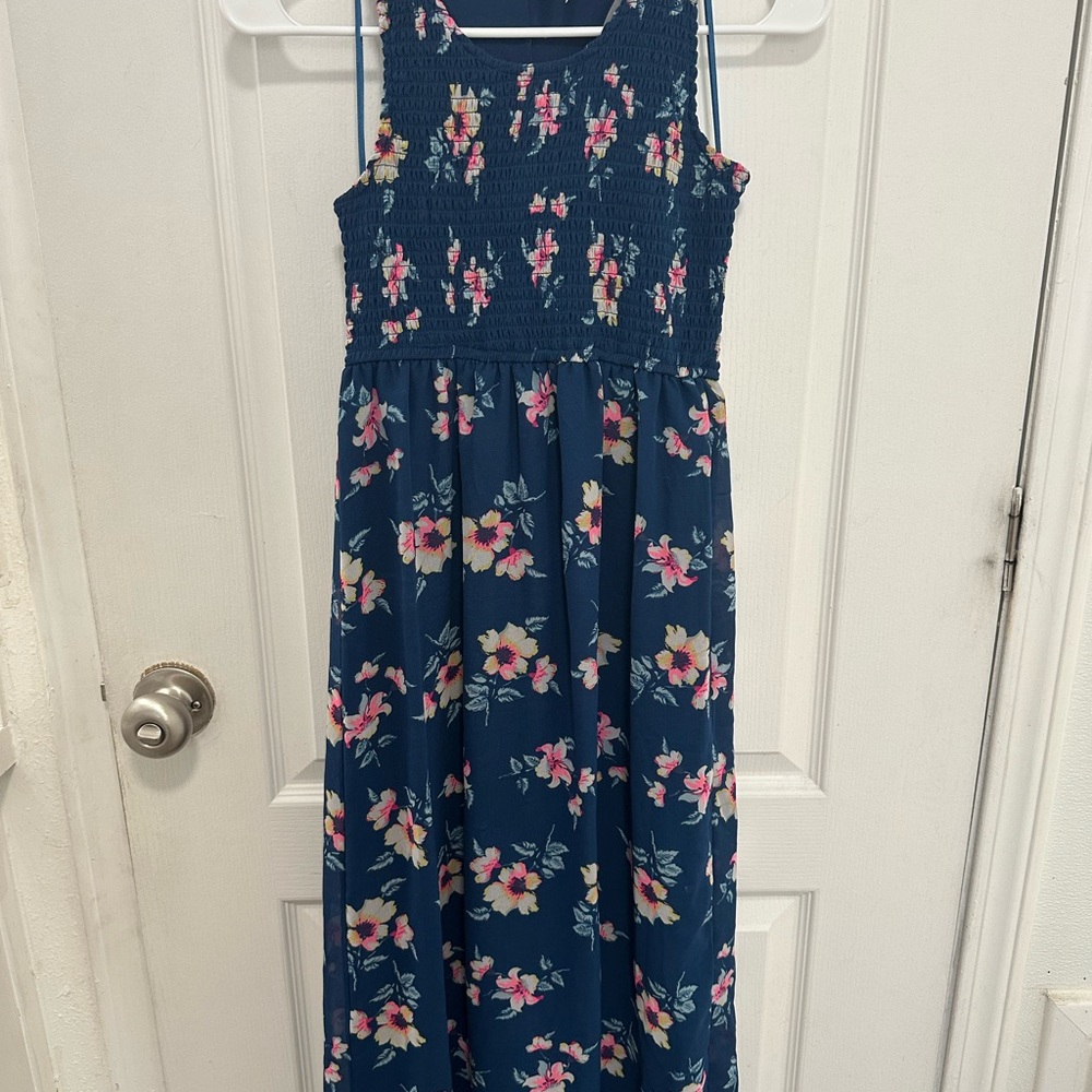 Japna Kids Navy Dress with Pink Accents